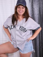 Brunette MILF Alex from AllOver30 poses and spreads after sports